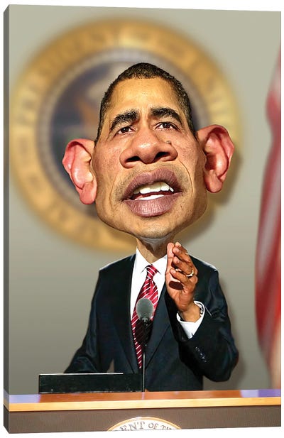 Obama Portrait Canvas Art Print - Caricature Art