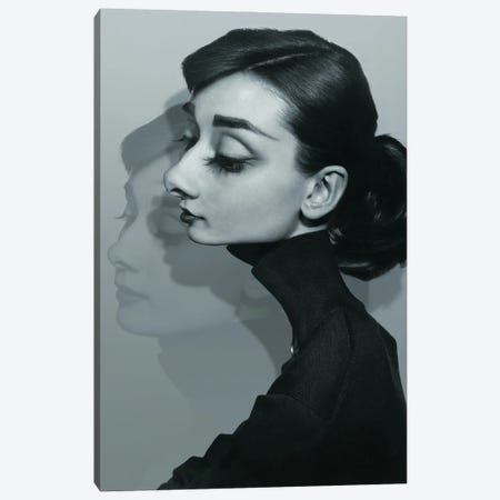 Audrey Hepburn Grey Scale Canvas Print #RYP4} by Rodney Pike Canvas Art