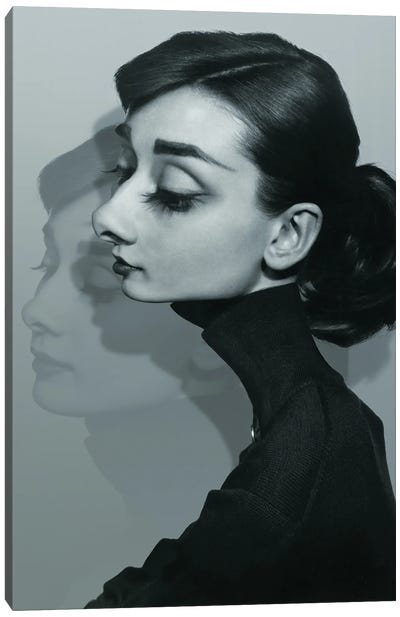 Audrey Hepburn Grey Scale Canvas Art Print - Rodney Pike