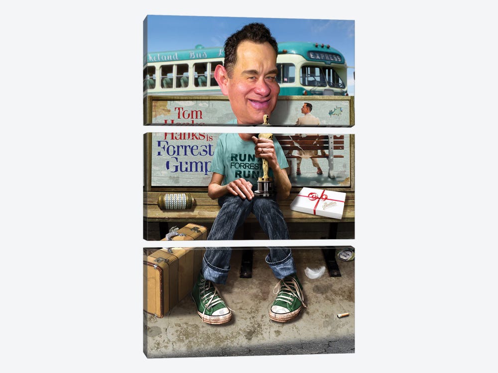 Tom Hanks Still Waiting On That Bus by Rodney Pike 3-piece Canvas Wall Art