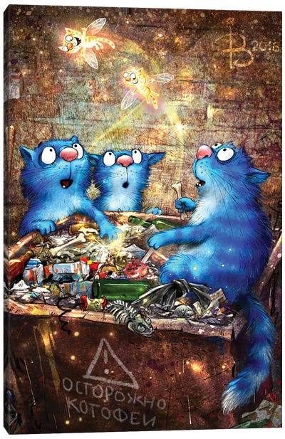 Catfairies Of Rich Trash Can Canvas Art Print - Rina Zeniuk