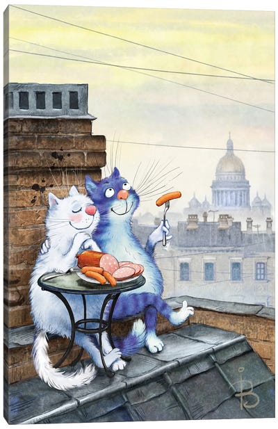 On The Roof Canvas Art Print - Rina Zeniuk