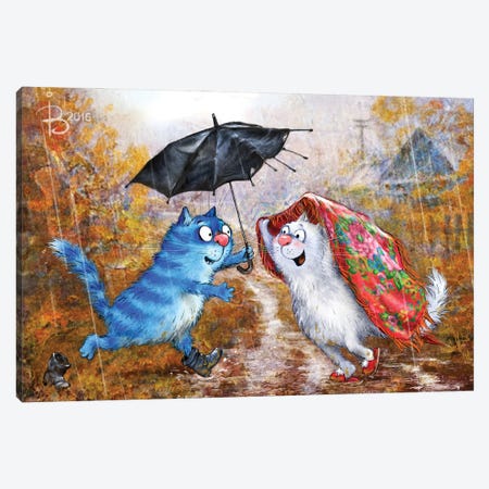 You, Me And An Umbrella Canvas Print #RZN75} by Rina Zeniuk Canvas Artwork