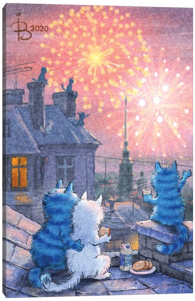 Fireworks Canvas Art Print - Rina Zeniuk