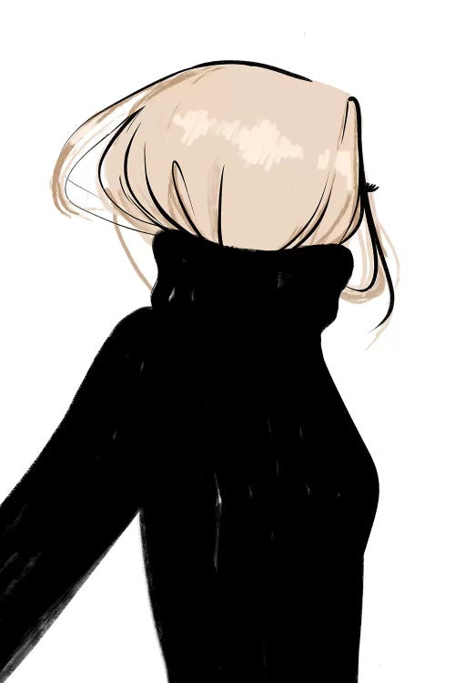 Turtleneck Messy Blonde Hair