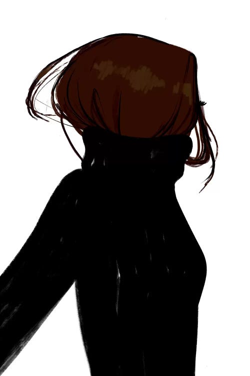 Turtleneck Messy Brunette Hair