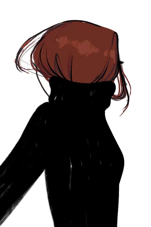 Turtleneck Messy Red Hair