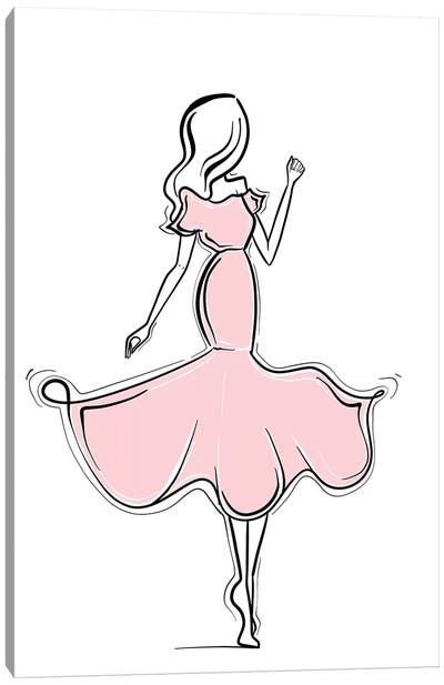 Twirly Girly Canvas Art Print - Dress & Gown Art