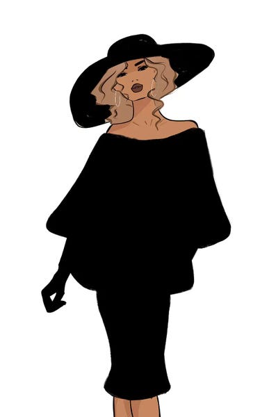 Vintage Inspired So Vogue All Black by Sabina Fenn canvas print