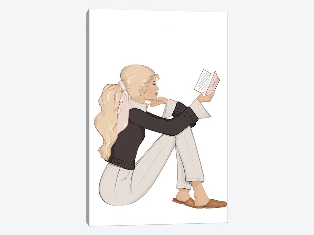 Bookworm Chic, Light-Skinned, Blonde Hair by Sabina Fenn 1-piece Canvas Wall Art