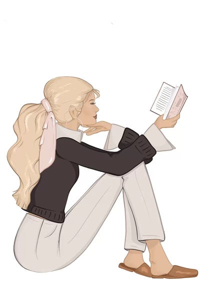 Women's Pants: Bookworm Chic, Light-Skinned, Blonde Hair by Sabina Fenn