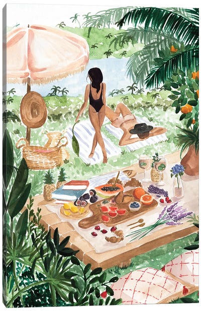 Picnic In The South Of France Canvas Art Print - Leaf Art