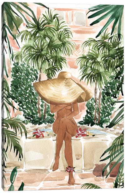 Vacation Mode Canvas Art Print - Tropical Leaf Art