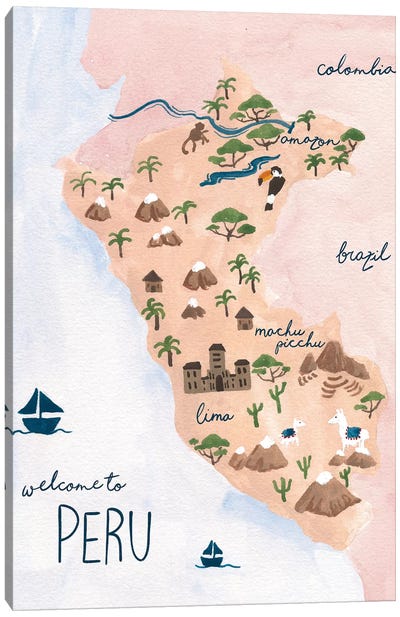 Welcome To Peru Canvas Art Print - Daydream Destinations