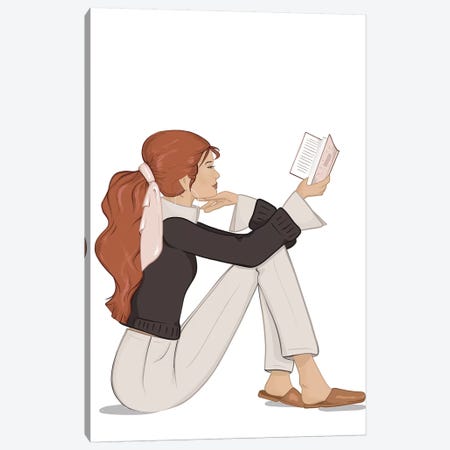 Bookworm Chic, Light-Skinned, Red Hair Canvas Print #SAF13} by Sabina Fenn Canvas Print