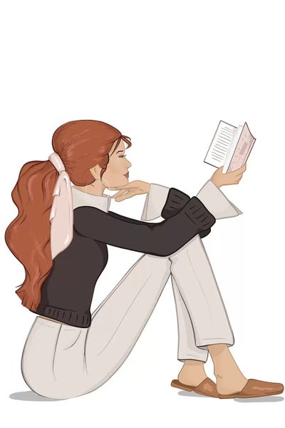 Women's Pants: Bookworm Chic, Light-Skinned, Red Hair by Sabina Fenn