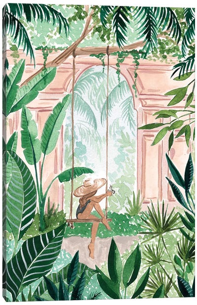 Swinging In The Jungle Canvas Art Print - Tropical Décor