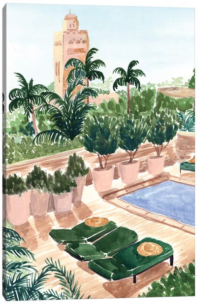 Marrakech Hotel Canvas Art Print - Blue Tropics