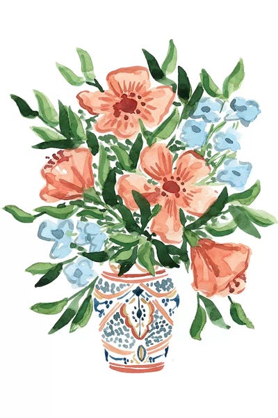 Peachy Florals by Sabina Fenn canvas print