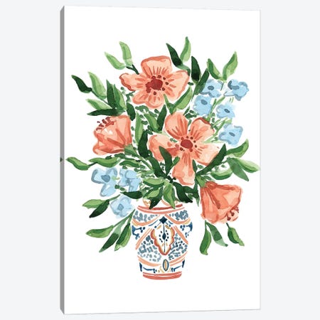 Peachy Florals Canvas Print #SAF190} by Sabina Fenn Canvas Art