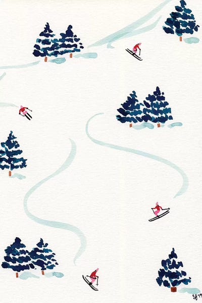 Little Skiers by Sabina Fenn canvas print