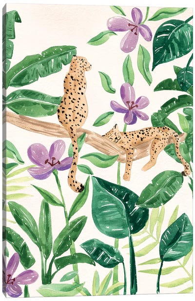 Leopards In The Jungle Canvas Art Print - Sabina Fenn