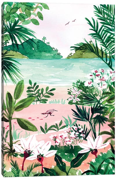 Seaside Meadow Canvas Art Print - Tropical Leaf Art