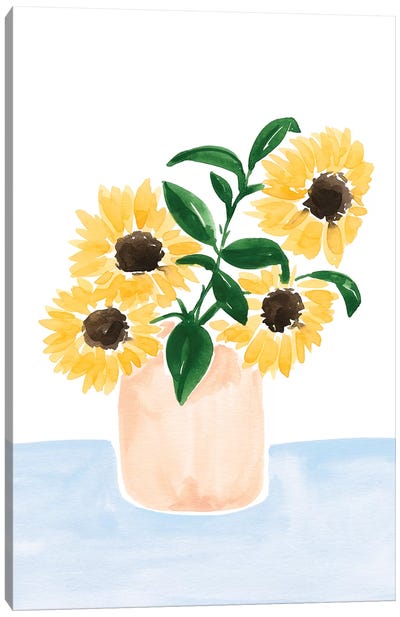 Sunflowers In A Vase Canvas Art Print - Sabina Fenn