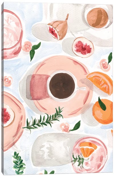 Still Life With Coffee Canvas Art Print - Orange Art