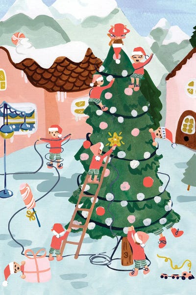 Naughty Or Nice: Elves And Christmas Tree by Sabina Fenn