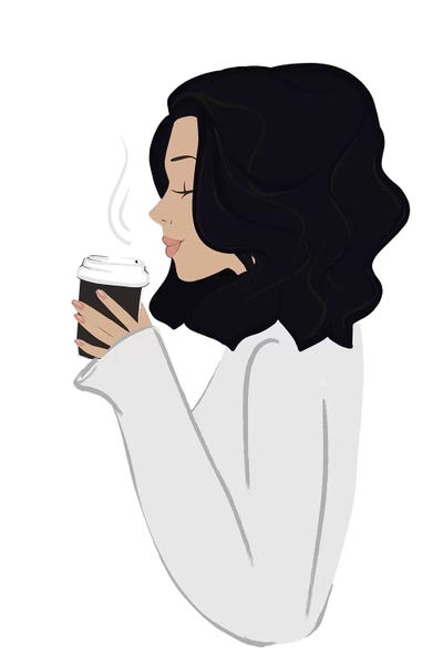 Coffee Break, Light-skinned, Black Hair by Sabina Fenn canvas print