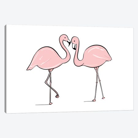 Flamingo Lovers Canvas Print #SAF37} by Sabina Fenn Canvas Artwork
