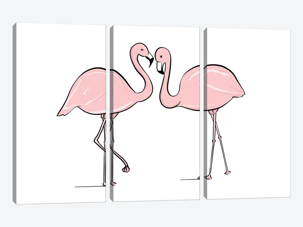Flamingo Lovers by Sabina Fenn 3-piece Canvas Art