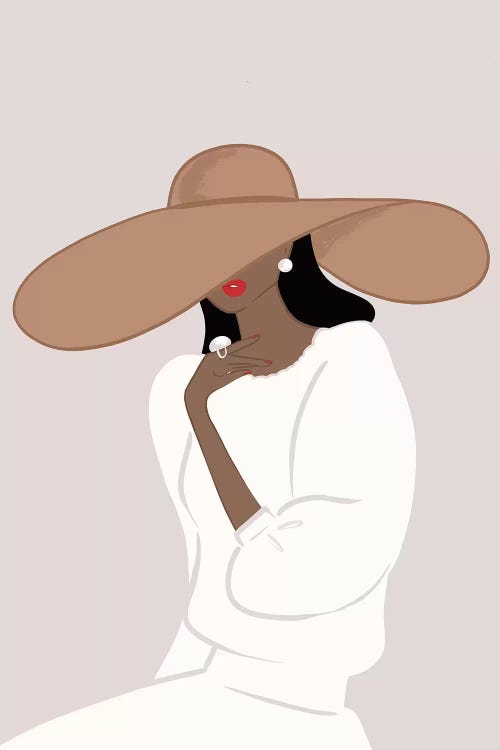 Floppy Hat, Dark-Skinned, Black Hair