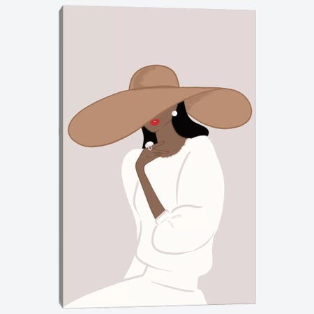 Floppy Hat, Dark-Skinned, Black Hair Canvas Print #SAF39} by Sabina Fenn Art Print