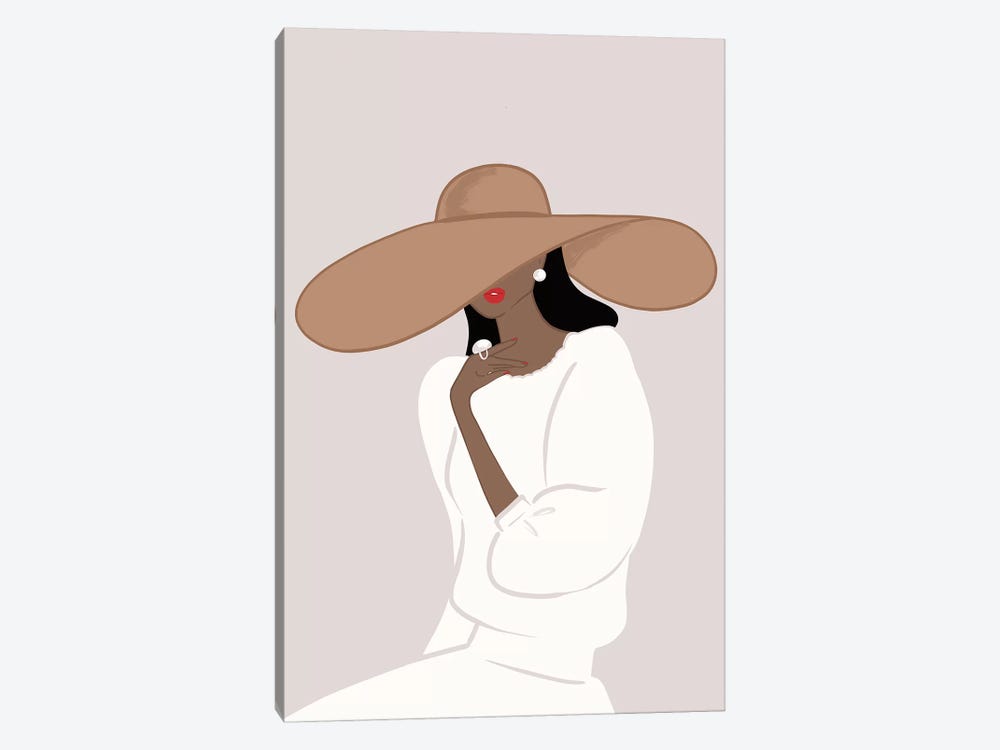 Floppy Hat, Dark-Skinned, Black Hair 1-piece Canvas Artwork