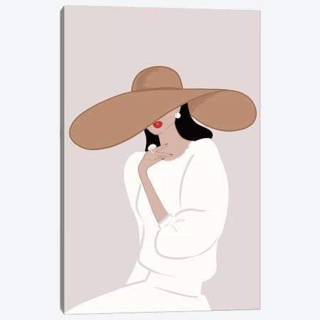 Floppy Hat, Light-Skinned, Black Hair Canvas Print #SAF40} by Sabina Fenn Canvas Wall Art