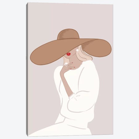 Floppy Hat, Light-Skinned, Blonde Hair Canvas Print #SAF41} by Sabina Fenn Canvas Artwork