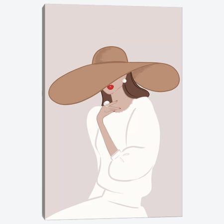 Floppy Hat Light-Skinned Brunette Canvas Print #SAF42} by Sabina Fenn Canvas Artwork