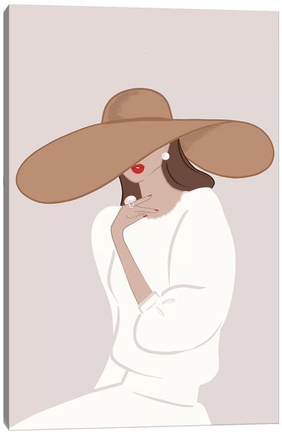 Floppy Hat Light-Skinned Brunette Canvas Art Print - Sabina Fenn