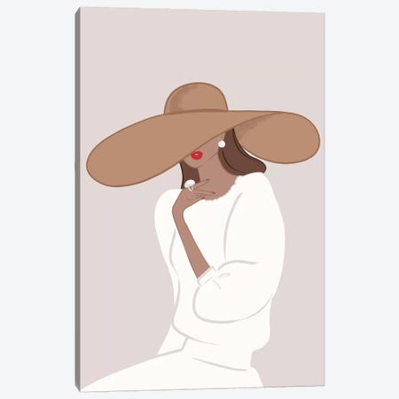 Floppy Hat, Tanned, Brunette Hair Canvas Print #SAF45} by Sabina Fenn Canvas Print