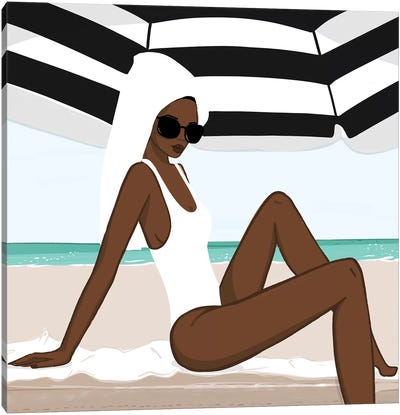 Miami Beach, Dark-Skinned Canvas Art Print - Women's Swimsuit & Bikini Art