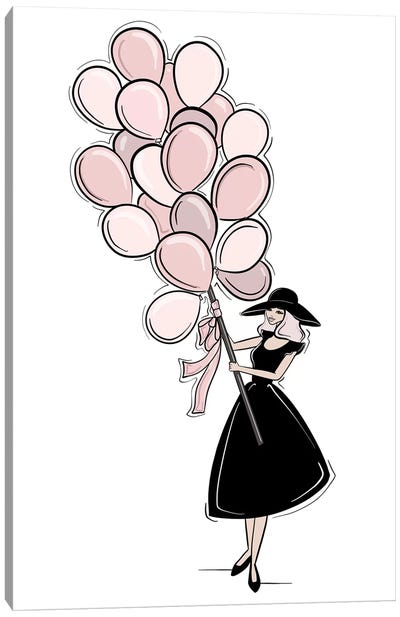 Pink Balloons Canvas Art Print - Women's Fashion Art
