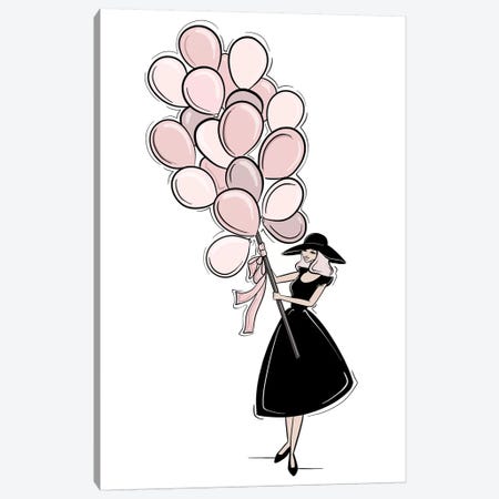 Pink Balloons Canvas Print #SAF65} by Sabina Fenn Art Print