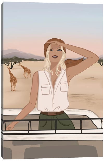 Safari Chic, Light-Skinned, Blonde Hair Canvas Art Print - Exploration Art
