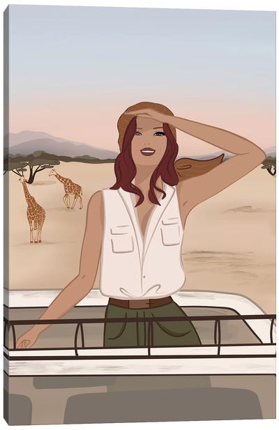 Safari Chic, Light-Skinned, Red Hair Canvas Art Print - Exploration Art