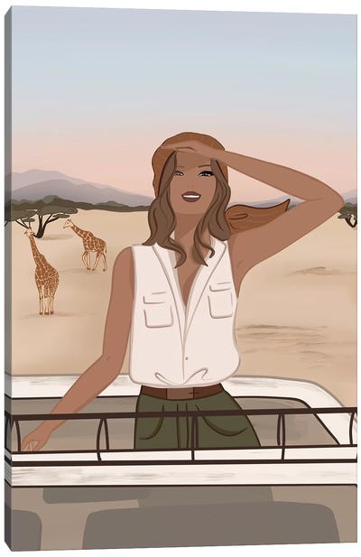 Safari Chic, Tanned, Brunette Hair Canvas Art Print - Exploration Art