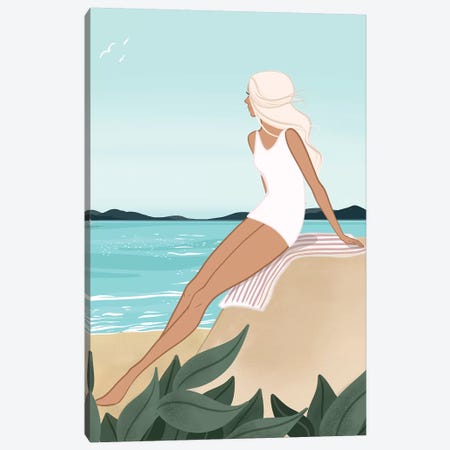Seaside Daydream, Light-Skinned, Blonde Hair Canvas Print #SAF77} by Sabina Fenn Canvas Art