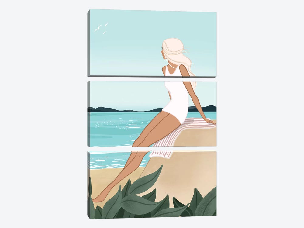 Seaside Daydream, Light-Skinned, Blonde Hair by Sabina Fenn 3-piece Canvas Art