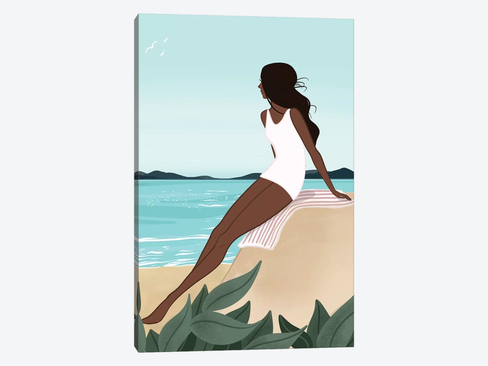 Seaside Daydream, Dark-Skinned, Black Hair by Sabina Fenn 1-piece Art Print